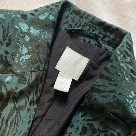 H&M Jacquard-patterned Blazer Jacket (dark green leopard print) - Picture 3 of 4